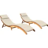 MAISON EXCLUSIVE - Chaises longues lot de 2 avec coussins bois d'acacia solide
