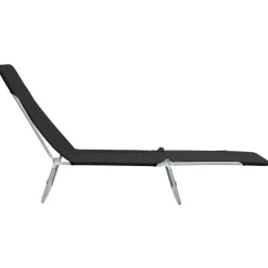 MAISON EXCLUSIVE - Chaises longues pliables lot de 2 acier et tissu noir