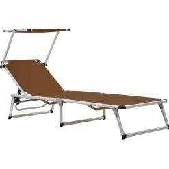 MAISON EXCLUSIVE - Chaises longues pliables et toit lot de 2 aluminium textilène