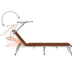 MAISON EXCLUSIVE - Chaises longues pliables et toit lot de 2 aluminium textilène