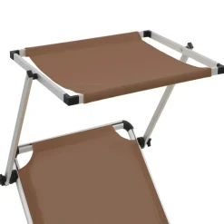 MAISON EXCLUSIVE - Chaises longues pliables et toit lot de 2 aluminium textilène