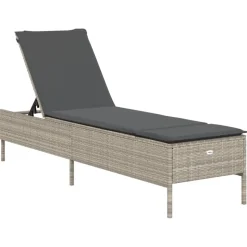 MAISON EXCLUSIVE - Chaises longues avec coussins lot de 2 gris résine tressée