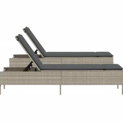 MAISON EXCLUSIVE - Chaises longues avec coussins lot de 2 gris résine tressée