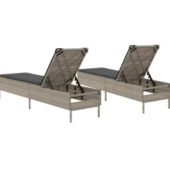 MAISON EXCLUSIVE - Chaises longues avec coussins lot de 2 gris résine tressée