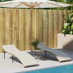 MAISON EXCLUSIVE - Chaises longues lot de 2 avec table beige résine tressée