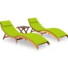MAISON EXCLUSIVE - Chaises longues lot de 2 avec table et coussins acacia solide