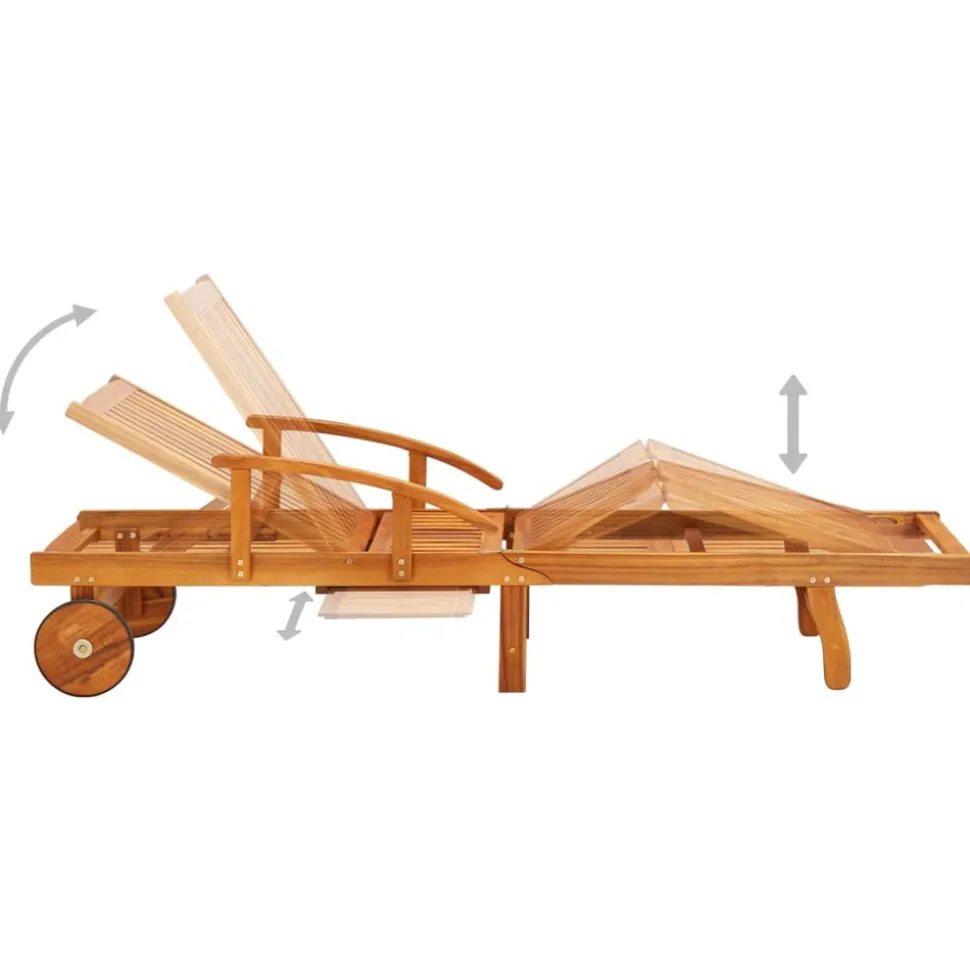 MAISON EXCLUSIVE - Chaises longues lot de 2 avec table et coussins acacia solide