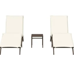 MAISON EXCLUSIVE - Chaises longues lot de 2 avec table marron résine tressée