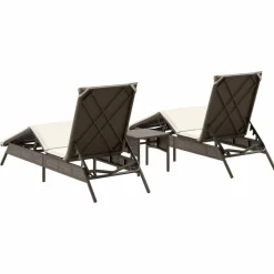 MAISON EXCLUSIVE - Chaises longues lot de 2 avec table marron résine tressée