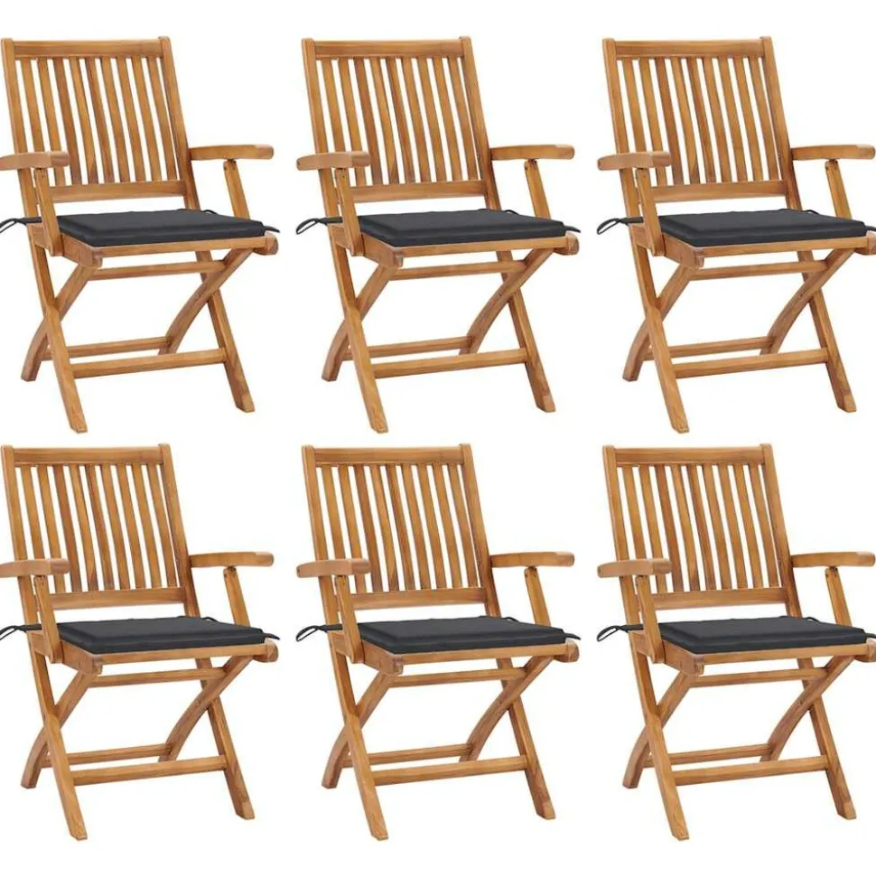MAISON EXCLUSIVE - Chaises pliables de jardin avec coussins lot de 6 bois de teck