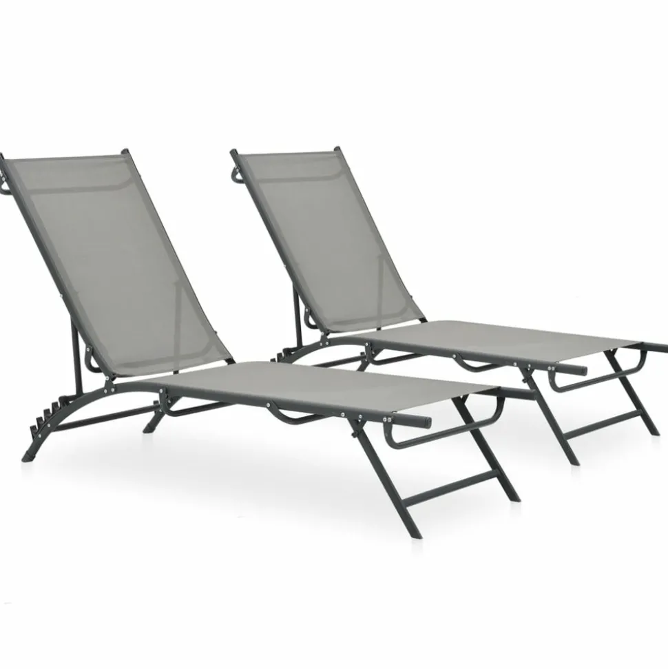 MAISON EXCLUSIVE - Chaises longues lot de 2 textilène et acier