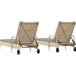 MAISON EXCLUSIVE - Chaises longues avec coussins lot de 2 beige résine tressée