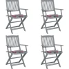 MAISON EXCLUSIVE - Chaises pliables d'extérieur lot de 4 et coussins bois d'acacia