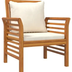MAISON EXCLUSIVE - Chaises de canapé et coussins blanc crème lot de 2 bois acacia