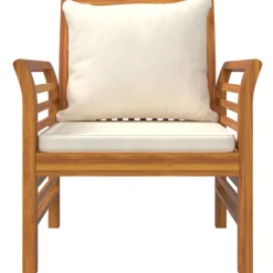 MAISON EXCLUSIVE - Chaises de canapé et coussins blanc crème lot de 2 bois acacia