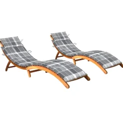 MAISON EXCLUSIVE - Chaises longues lot de 2 avec coussins bois d'acacia solide