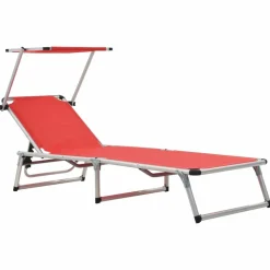 MAISON EXCLUSIVE - Chaises longues pliables et toit lot de 2 aluminium textilène