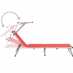 MAISON EXCLUSIVE - Chaises longues pliables et toit lot de 2 aluminium textilène