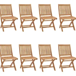 MAISON EXCLUSIVE - Chaises pliables de jardin avec coussins lot de 8 teck solide