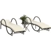 MAISON EXCLUSIVE - Chaises longues lot de 2 avec table marron résine tressée