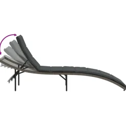 MAISON EXCLUSIVE - Chaises longues lot de 2 avec coussins gris résine tressée