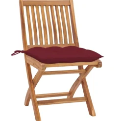 MAISON EXCLUSIVE - Chaises de jardin lot de 2 coussins rouge bordeaux teck massif