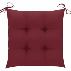 MAISON EXCLUSIVE - Chaises de jardin lot de 2 coussins rouge bordeaux teck massif