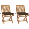 MAISON EXCLUSIVE - Chaises de jardin lot de 2 et coussins taupe bois teck massif