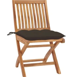 MAISON EXCLUSIVE - Chaises de jardin lot de 2 et coussins taupe bois teck massif