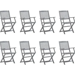 MAISON EXCLUSIVE - Chaises pliables d'extérieur lot de 8 et coussins bois d'acacia