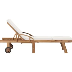 MAISON EXCLUSIVE - Chaises longues avec coussins 2 pcs bois de teck solide crème