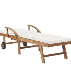 MAISON EXCLUSIVE - Chaises longues avec coussins 2 pcs bois de teck solide crème
