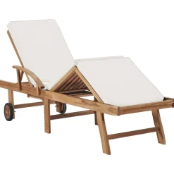 MAISON EXCLUSIVE - Chaises longues avec coussins 2 pcs bois de teck solide crème