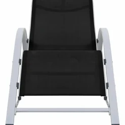 MAISON EXCLUSIVE - Chaises longues lot de 2 avec table aluminium noir