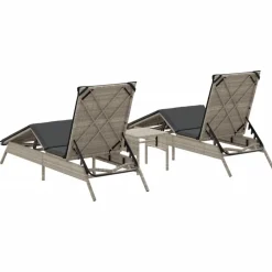 MAISON EXCLUSIVE - Chaises longues lot de 2 avec table gris clair résine tressée