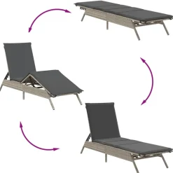 MAISON EXCLUSIVE - Chaises longues lot de 2 avec table gris clair résine tressée