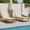 MAISON EXCLUSIVE - Chaises longues lot de 2 table gris bois d'acacia et textilène