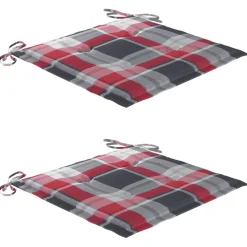 MAISON EXCLUSIVE - Chaises de jardin lot de 2 avec coussins à carreaux rouge teck