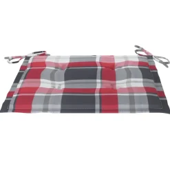 MAISON EXCLUSIVE - Chaises de jardin lot de 2 avec coussins à carreaux rouge teck