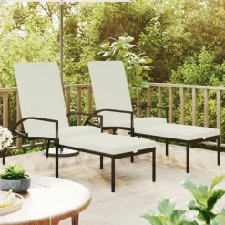 MAISON EXCLUSIVE - Chaises longues avec repose-pied 2 pcs résine tressée marron