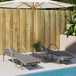 MAISON EXCLUSIVE - Chaises longues lot de 2 avec table beige résine tressée
