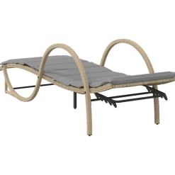 MAISON EXCLUSIVE - Chaises longues lot de 2 avec table beige résine tressée