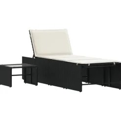 MAISON EXCLUSIVE - Chaises longues modulaires 2 pièces avec table en résine tressée noire