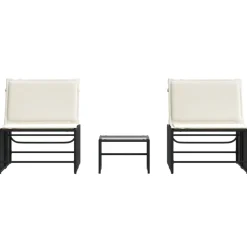 MAISON EXCLUSIVE - Chaises longues modulaires 2 pièces avec table en résine tressée noire