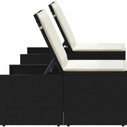 MAISON EXCLUSIVE - Chaises longues modulaires 2 pièces avec table en résine tressée noire
