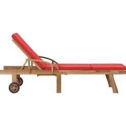 MAISON EXCLUSIVE - Chaises longues avec coussins 2 pcs bois de teck solide rouge