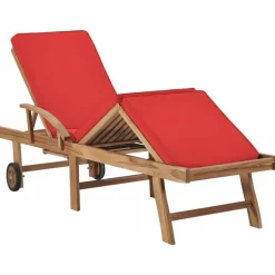 MAISON EXCLUSIVE - Chaises longues avec coussins 2 pcs bois de teck solide rouge