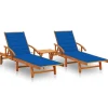 MAISON EXCLUSIVE - Chaises longues lot de 2 avec table et coussins acacia solide