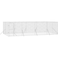 MAISON EXCLUSIVE - Chenil d'extérieur pour chiens argenté 8x4x2 m acier galvanisé