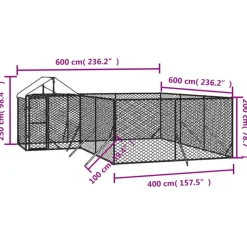 MAISON EXCLUSIVE - Chenil d'extérieur pour chiens avec toit argenté 6x6x2,5 m